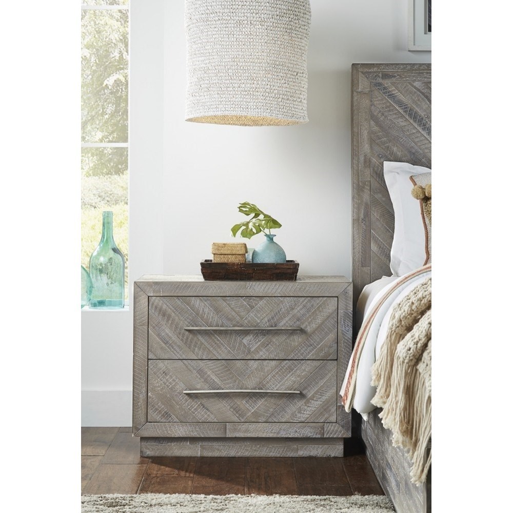 Modus International Alexandra Rustic Herringbone Pattern Nightstand